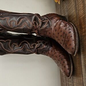 LARRY MAHAN NORCONA OSTRICH LEATHER COWBOY BOOTS SIZE 8XE